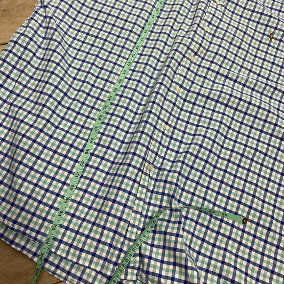 Ralph Lauren Blue White Plaid Button Down Size 4X Tall - Picture 6 of 8